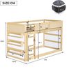 Merax Etagenbett, 90x200cm Kinderbett, Hochbett, Dreistufige Treppe, mit Ablage und LED-Lichtleiste, Umzäunung an allen Seiten, Kiefer+MDF+Kunstgeflecht, Natur+Weiß Bild 4