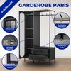 Mein-Regal Garderobenschrank Paris aus Metall mit 2 Schubladen und 1 Glastür Schwarz Bild 3