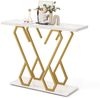 COSTWAY Konsolentisch, Marmor schmal, Metallrahmen in Schmetterlingsform Gold Bild 5