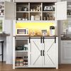 Flieks Küchenbuffet mit LED-Beleuchtung, 2 Schubladen und Schiebetüren (115×40×174,7 cm, 1-St) Hoschschrank Küchenschrank Buffetschrank mit verstellbare Ablagen Bild 1