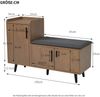 Merax Schuhschrank mit Sitzbank, Schuhkommode Schuhregal mit Verstellbarem Ablage, Schuhbank Schuhtruhe mit Kissen, Leinen, Braun, 100x34x68.5cm Bild 4