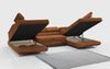 Ecksofa, Wohnzimmer U Couch, Polstersofa mit Bettkasten - GUSTAW-U - Orange Stoff Bild 3