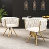 Drehstuhl Samt 360° Beige/Gold, gepolstert, vierbeiniger Stahlrahmen,4er-set,54x59x72 cm Bild 5