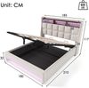 Polsterbett mit USB 180x200cm,LED Doppelbett mit Lattenrost aus Metallrahmen,Bettgestell aus Leinenmaterial Jugendbett (Ohne Matratze) Bild 2