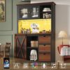 Moderner Hochschrank mit LED Beleuchtung & App-Steuerung, Küchenschrank oder Esszimmerschrank mit Schublade, Sideboard mit Schiebetür und drei Schubladen, Schwarz Bild 2