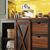 Moderner Hochschrank mit LED Beleuchtung & App-Steuerung, Küchenschrank oder Esszimmerschrank mit Schublade, Sideboard mit Schiebetür und drei Schubladen, Schwarz Bild 5