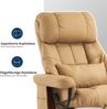 M MCombo Massagesessel mit Hocker, 360° drehbarer Relaxsessel mit Liegefunktion, moderner TV-Sessel Fernsehsessel mit Seitentasche für Wohnzimmer, Kunstleder, 9068 (Gelbbeige) Bild 4