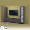 Dmora Ausgestattete Wand Felicina, 3-türiges TV-Ständer-Wohnzimmerset, Mehrzweck-Wohnzimmermöbel mit Vitrine und LED-Licht, 100 % Made in Italy, 260 x 30 x 180 cm, Anthrazit, Bild 4