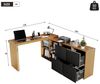 Flieks Schreibtisch 360° drehbar Bürotisch mit 4 Schubladen und 4 Fächern (Tischlänge 120xT48xH78 cm/Schranklänge 140xT35 cm, 2-St, 1 Tisch schwenkbar), Computertisch Eckschreibtisch L-förmiger Arbeitstisch mit Kommode Bild 3