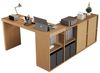 Flieks Schreibtisch 360° drehbar Bürotisch mit 4 Schubladen und 4 Fächern (Tischlänge 120xT48xH78 cm/Schranklänge 140xT35 cm, 2-St, 1 Tisch schwenkbar), Computertisch Eckschreibtisch L-förmiger Arbeitstisch mit Kommode Bild 4