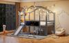 Graues Hochbett Mit Rutsche Und Tafel 90x200 Haus Design Massivholz Sicherheitsgeländer 120kg Tragkraft Kinderzimmer Spielbett Bild 5