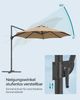 Songmics Sonnenschirm, Ampelschirm, 300 cm, UPF 50+, Gartenschirm, um 360° drehbar, Neigungswinkel stufenlos verstellbar, mit Kurbel, Kreuzfuß, kamelbraun Bild 3