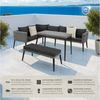 tectake Loungeset Rattan Sitzgruppe mit Sicherheitsglasplatte, schlanke, hohe Beine, (Gartenlounge-set Pula, 3-tlg, geeignet für Outdoor in Grau), wetterfest und UV-beständig, Dicke der Sitzpolster 8 cm Bild 2