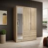 Drehtürenschrank >Vesala< 3 Türen, 3 Schübe, Mauvella Oak mit Spiegel - 135x195x56 (BxHxT) Bild 2