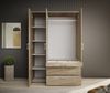 Drehtürenschrank >Vesala< 3 Türen, 3 Schübe, Mauvella Oak mit Spiegel - 135x195x56 (BxHxT) Bild 4