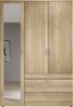Drehtürenschrank >Vesala< 3 Türen, 3 Schübe, Mauvella Oak mit Spiegel - 135x195x56 (BxHxT) Bild 5