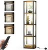 XERSEK Stehlampe Dimmbar LED Stehleuchte Bücherregal Regal aus Holz App Fernbedienung, 5 Ebenen Eckregal, 164*38cm, Warmweiße / Kaltweiße Bild 4