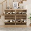 GarveeMore Schuhschrank Moderner Rillenprofil mit 4 Klappschubladen verstellbare Einlegeböden (1-St) 120 x 25 x 90 cm Versteckter Schuhstauraum Schuhregal für 18–24 Paar Schuhe Bild 4