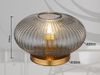 LED Tischleuchte aus Rauchglas Rillenglas Messing, Höhe 20cm Bild 4