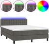 vidaXL Boxspringbett mit Matratze & LED Dunkelgrau 140x200 cm Samt 3134646 Bild 2