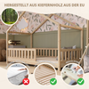 Crazy Pine 'Crazy House' Hausbett mit abnehmbaren Rausfallschutz, Naturholz, Natur, 100x200 cm, mit Höhenverstellbaren Beinen Bild 4