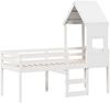vidaXL Hochbett mit Dach Weiß 75x190 cm Massivholz Kiefer 3282020 Bild 3