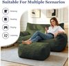 Odikalo 2-Sitzer Sofas wohnzimmer Loungesofa Relaxsessel Sitzsack mit Schlaffunktion, Doppel-Sitzsack mit Hocker–Große Sitzsack-Lounger für Erwachsene Jugendliche und Kinder–Ideal für Wohnzimmer Schlafzimmer Studentenwohnheim oder Balkon Bild 4