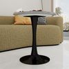 Couchtisch rund H 72 x T 70 x B 70 cm, schwarze Basis, Tischplatte in Grau aus Kunstmarmor Bild 4