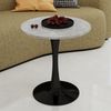 Couchtisch rund H 72 x T 70 x B 70 cm, schwarze Basis, Tischplatte in Grau aus Kunstmarmor Bild 2