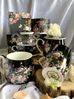 DUO FLORAL Fassbecher 430 ml VINTAGE FLOWERS BLACK New Bone China Porzellan Bild 4