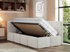Jugendbett 90x200 ARVO Polsterbett mit Bettkasten, Stauraum & Gasdruckfeder, Modernes Design mit Kopfteil - Hellgrau Strukture - Links Seite Bild 3