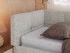 Jugendbett 90x200 ARVO Polsterbett mit Bettkasten, Stauraum & Gasdruckfeder, Modernes Design mit Kopfteil - Hellgrau Strukture - Links Seite Bild 4