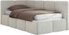 Jugendbett 90x200 ARVO Polsterbett mit Bettkasten, Stauraum & Gasdruckfeder, Modernes Design mit Kopfteil - Hellgrau Strukture - Links Seite Bild 5