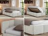 Jugendbett 90x200 ARVO Polsterbett mit Bettkasten, Stauraum & Gasdruckfeder, Modernes Design mit Kopfteil - Hellgrau Strukture - Links Seite Bild 2