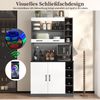 100x47x187cm, Küchenschrank, Buffet mit LED-Ambiente-Beleuchtung und Kabellöchern, Küchen-Highboard aus Holz, großer Platz für Mikrowelle, freistehend, höhenverstellbare seitliche Ablagefächer Bild 2