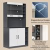 100x47x187cm, Küchenschrank, Buffet mit LED-Ambiente-Beleuchtung und Kabellöchern, Küchen-Highboard aus Holz, großer Platz für Mikrowelle, freistehend, höhenverstellbare seitliche Ablagefächer Bild 4