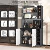 100x47x187cm, Küchenschrank, Buffet mit LED-Ambiente-Beleuchtung und Kabellöchern, Küchen-Highboard aus Holz, großer Platz für Mikrowelle, freistehend, höhenverstellbare seitliche Ablagefächer Bild 5