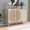 Sideboard, 120x40x82,5 cm, offwhite Sideboard mit Rattantüren, 3 Schubladen & Push-to-Open Bild 4
