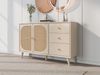 Sideboard, 120x40x82,5 cm, offwhite Sideboard mit Rattantüren, 3 Schubladen & Push-to-Open Bild 3