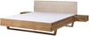 Bett mit Nachttischen Eiche 160x200x85 natur geölt, Kopfteil beige FICHTELBERG #134 Bild 1