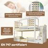 Novelux Etagenbett 90x200 cm mit Treppenschrank und Holzfenstern – Massivholz Kiefer Weiß, Hausbett für 2 Kinder inkl, Lattenrost, EN 747 zertifiziert Bild 3