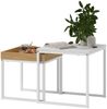 Couchtisch 2er-Set 45 x 45 x 45/40 x 40 x 40 cm, MDF mit Stahlgestell, modern in Weiß Bild 5