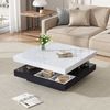 Hochglanz Couchtisch weiß schwarz drehbar 360° mit Stauraum, Wohnzimmertisch modern, minimalistisch Bild 3