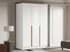Drehtürenschrank Cikzori I, Kleiderschrank mit 3 Türen (Farbe: Weiß / Weiß Hochglanz + Gold) Bild 3