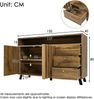 Merax Sideboard Kommode mit 3 Schubladen und 2 Türen Stauraumschrank mit offenem Fach und Lamellenfront im Vintage Stil für Wohnzimmer Esszimmer Flur und Eingangsbereich in dunkler Eiche Bild 4