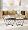 VASAGLE Couchtisch rund, 2er Set, Wohnzimmertisch, Beistelltisch, modern, abnehmbare Tischplatte, für Wohnzimmer, weiß-schwarz Bild 2