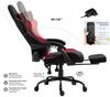 Delman Gaming-Stuhl, ergonomischer Bürostuhl mit 6-Punkt-Massagefunktion, Fußstütze und atmungsaktivem Stoffbezug, Rot Bild 2