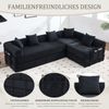 Familiensofa, mit Stauraum & modularer Funktion vakuumverpackt für mühelose Montage frei kombinierbare Module haustierfreundlich, Schwarz, Bild 3
