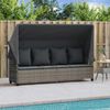vidaXL Sonnenliege mit Dach und Kissen Grau Poly Rattan 368355 Bild 3