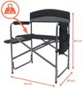 Spetebo Campingstuhl XXL Campingstuhl schwarz mit Klapptisch - 83 x 63 cm (Stück, 1 St), Komfort Regiestuhl extra breit mit Taschen Bild 2